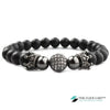 TCC™ Natural Matt Black Agate Crown Charm Bracelet